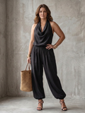 Yvaine | Completo Top Fluido con Scollo Drappeggiato e Pantaloni Ampi