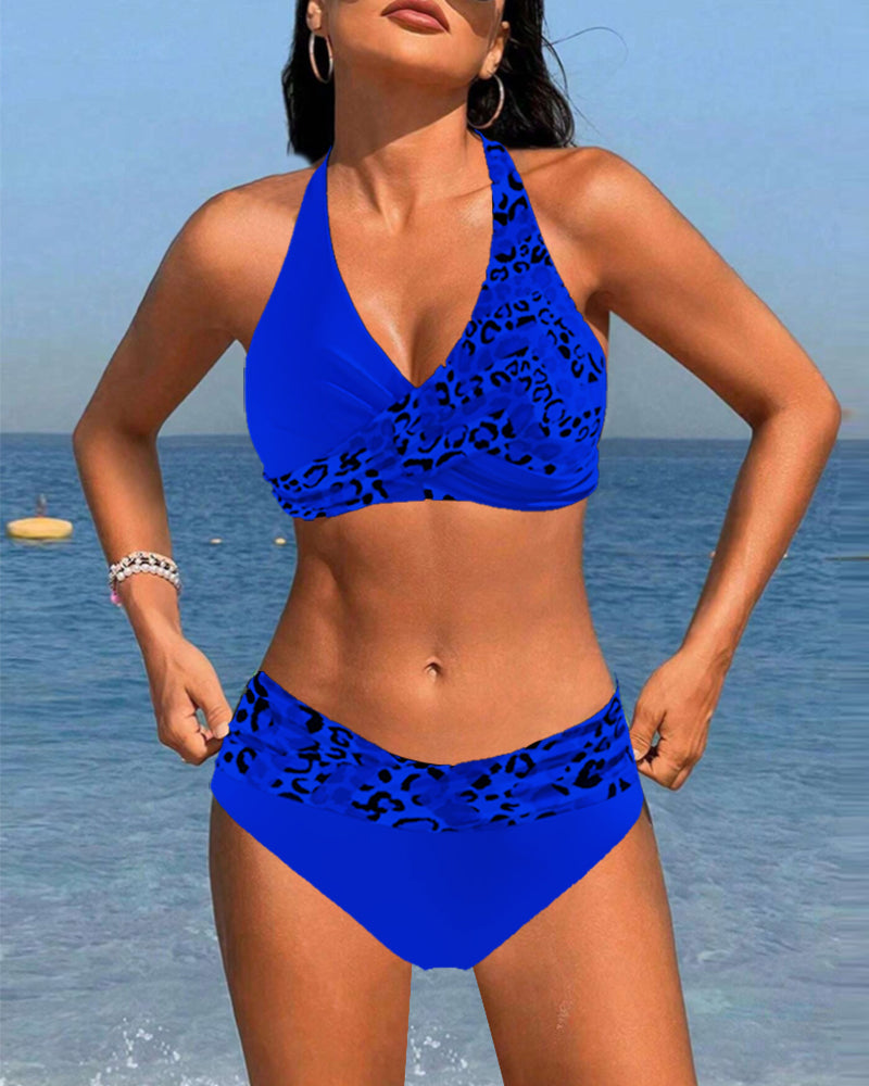Bikini leopardato due pezzi stampato patchwork