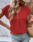 T-shirt a maniche corte e scollo a V