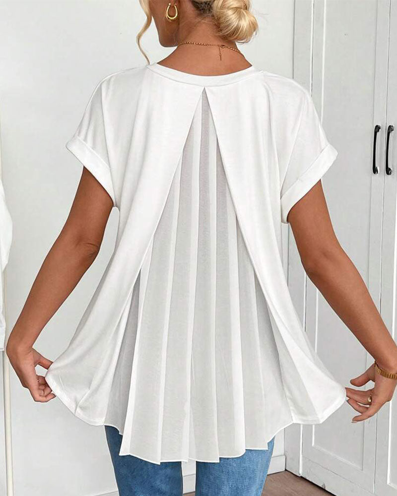T-Shirt A Maniche Corte Tinta Unita Patchwork