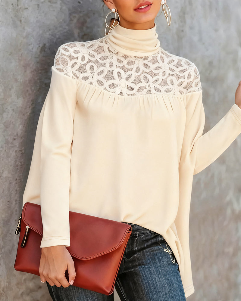 Dolcevita in pizzo a maglia trasparente