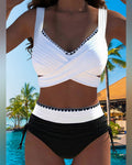 Bikini casual in due pezzi con cuciture a contrasto
