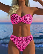 Costume da bagno sexy due pezzi con stampa leopardata