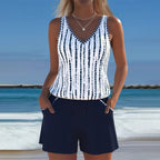 Costume da bagno casual a due pezzi con scollo a V e stampa a tasche