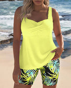 Tankini Canotta A Righe Con Pantaloni Da Spiaggia Stampati