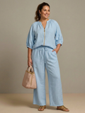 Natalia | Completo Top Palloncino con Zip e Pantaloni Ampi
