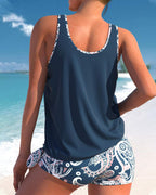 Tankini con stampa a paisley e scollo a U