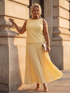 Rhodes | Coordinato Top Strutturato con Gonna Plissettata