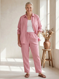 Noor | Set Camicia Manica Lunga e Pantalone Dritto