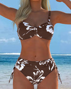 Bikini due pezzi a collo alto con stampa fantasia