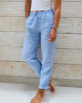Pantaloni casual a tinta unita a gamba dritta