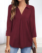 T-shirt a tinta unita con scollo a V