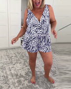 Costume da bagno slim fit stampato zebrato