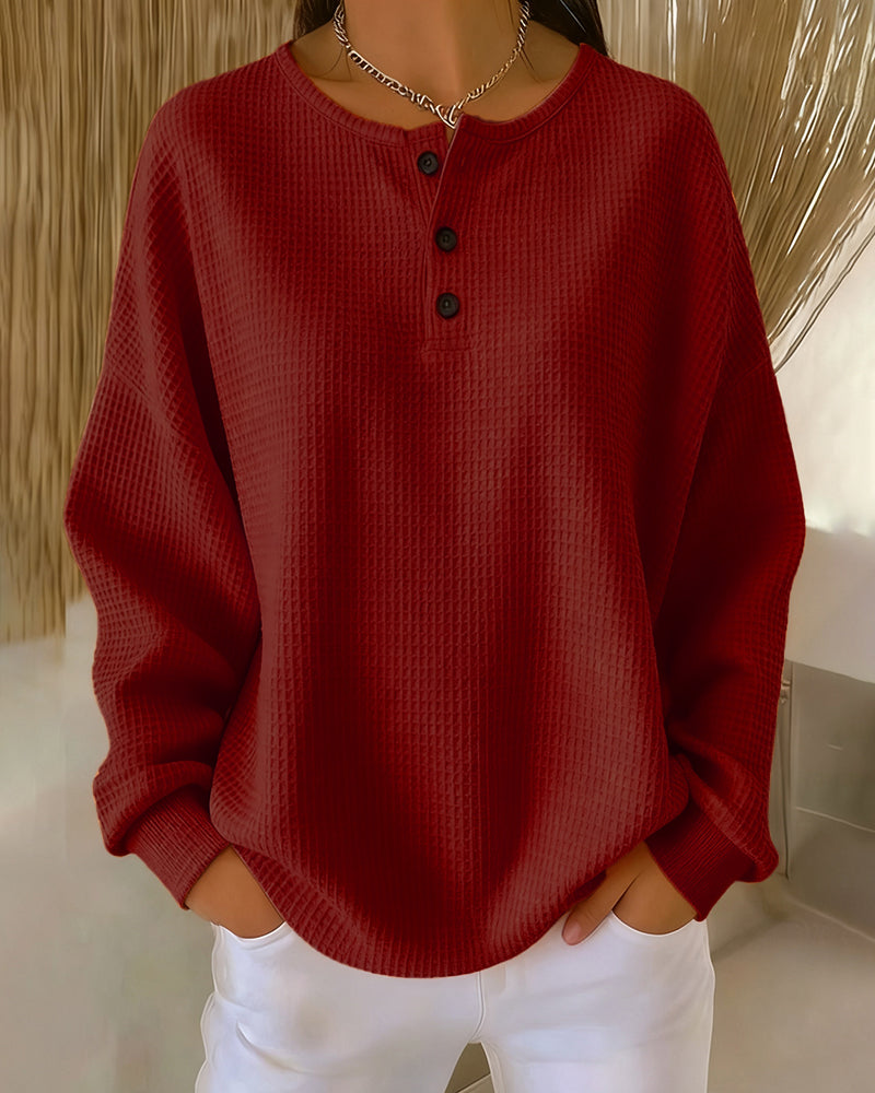 Felpa di tendenza casual monocolore a maniche lunghe