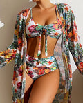 Bikini a stampa floreale e copricostume