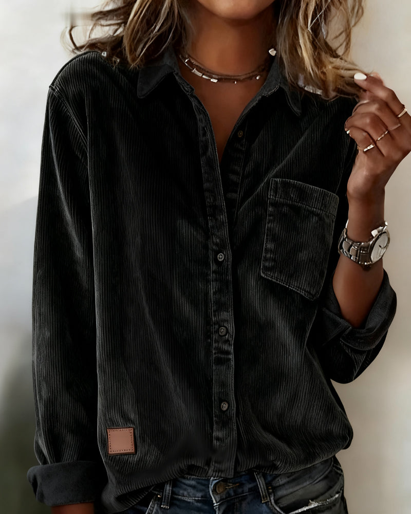 Camicia Tendenza Velluto a Coste con Risvolto