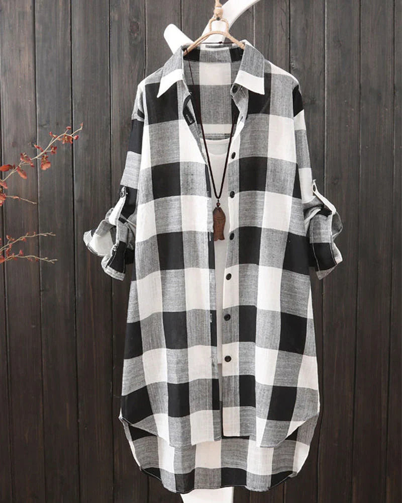 Camicia a maniche lunghe con stampa a quadri