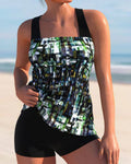 Tankini stampati con scollo quadrato