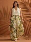 Solange | Top Halter Floreale e Pantaloni a Palazzo