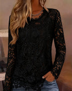 Top in pizzo a maniche lunghe basic