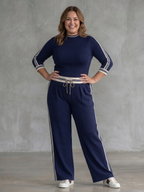 Eirlys | Completo Top Aderente a Maniche Lunghe e Pantaloni a Gamba Larga