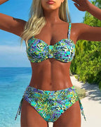 Accattivante Costume da Bagno a Due Pezzi con Stampa Leopardata