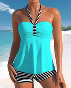 Tankini a righe senza schienale