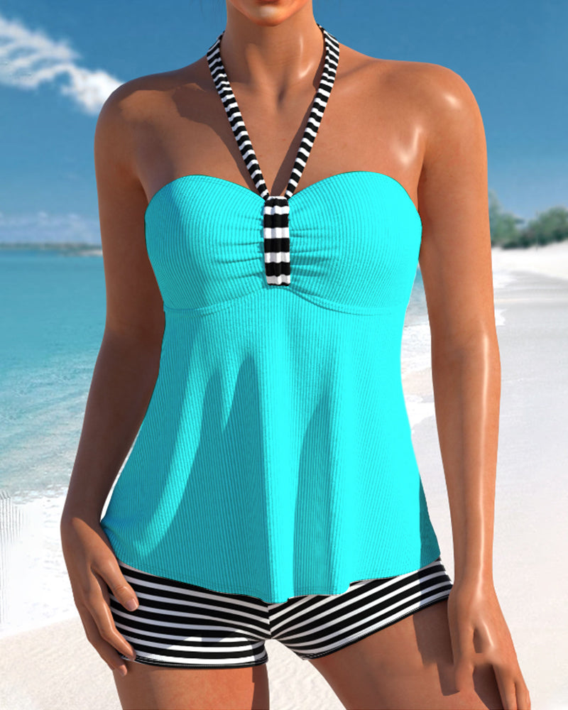 Tankini a righe senza schienale