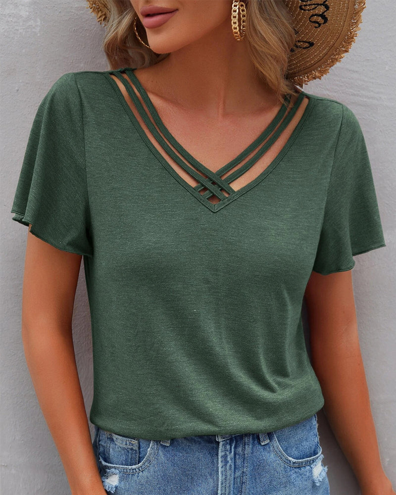 T-shirt monocolore con cut out