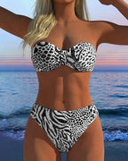 Costume da bagno sexy due pezzi con stampa leopardata