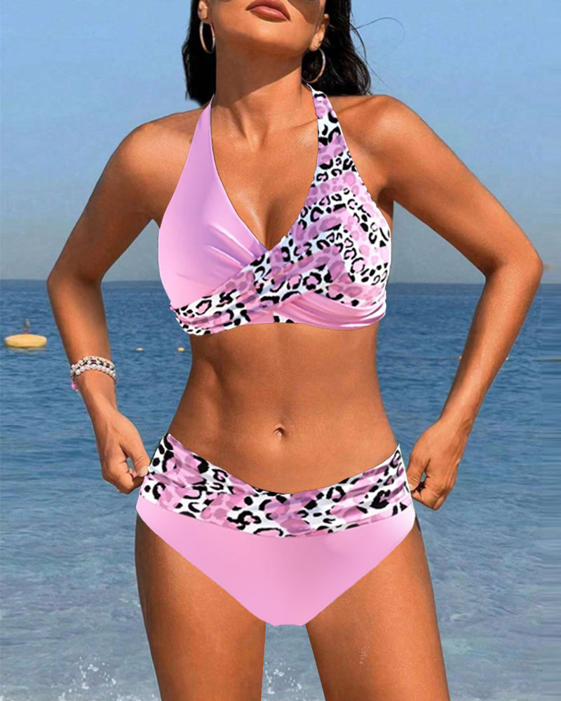 Bikini leopardato due pezzi stampato patchwork