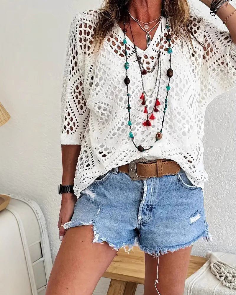 Maglia Fantasia Rombi Traforati Ampia