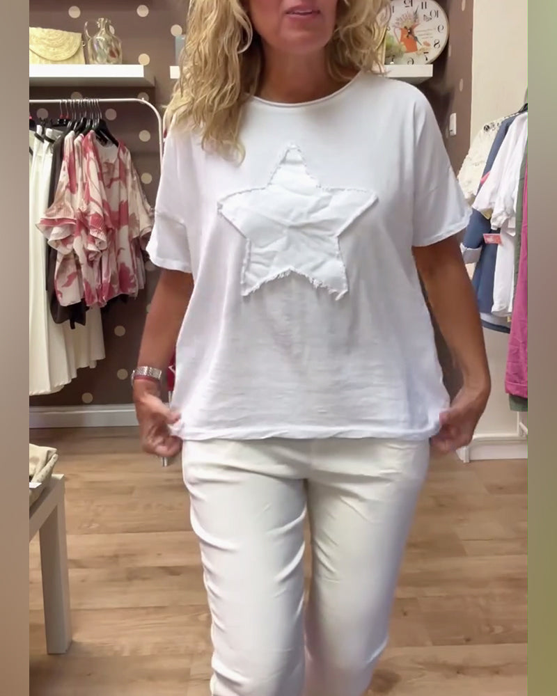 T-shirt ampio casual con scollo rotondo