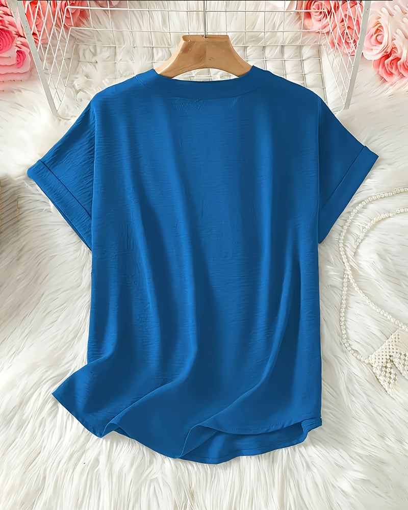 Camicetta Ampia Tinta Unita da Donna Casual