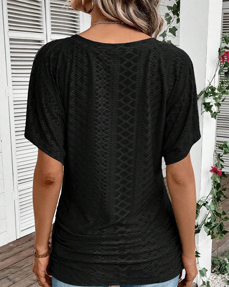 T-shirt con scollo a V tinta unita casual