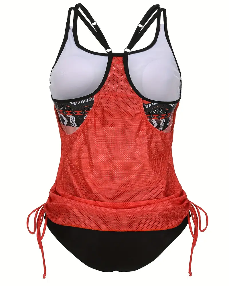 Costume da bagno a due pezzi con scollo all'americana e fascette