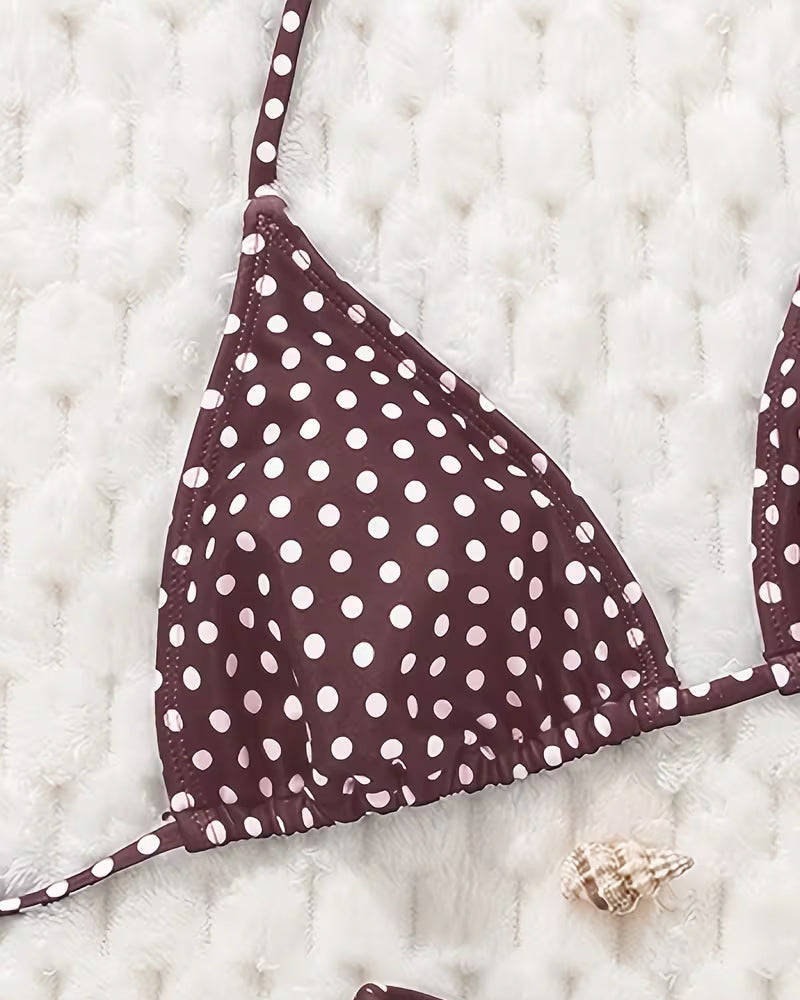 Bikini a pois con bretelline
