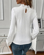 Top in pizzo girocollo maniche lunghe