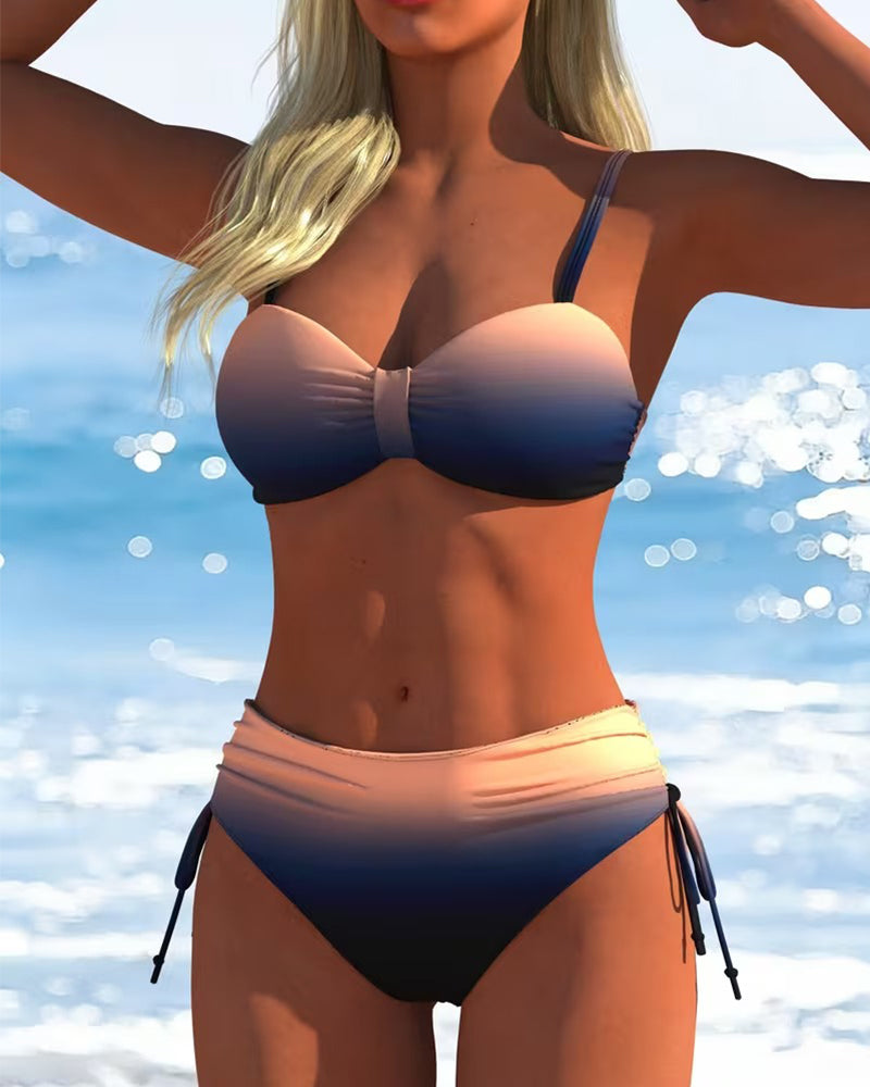 Bikini Motivo Sfumato Coulisse Alla Moda