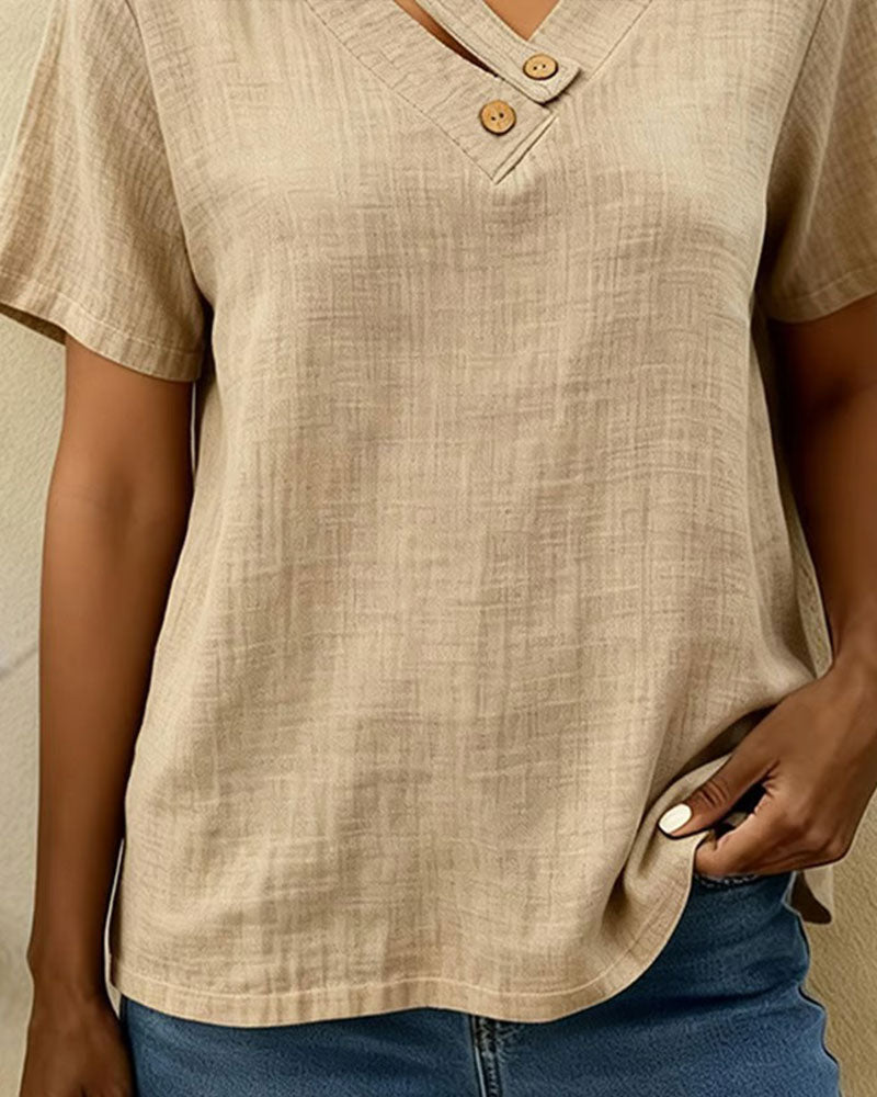 T-shirt con scollo a V gonfio