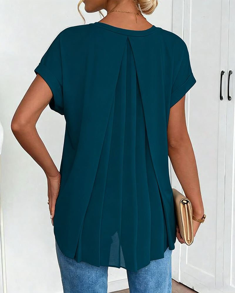 T-Shirt A Maniche Corte Tinta Unita Patchwork