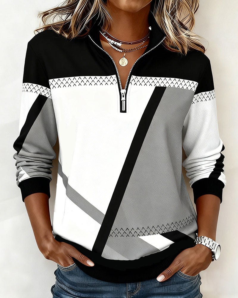 Camicetta elegante tinta unita con dettagli patchwork e scollo a V