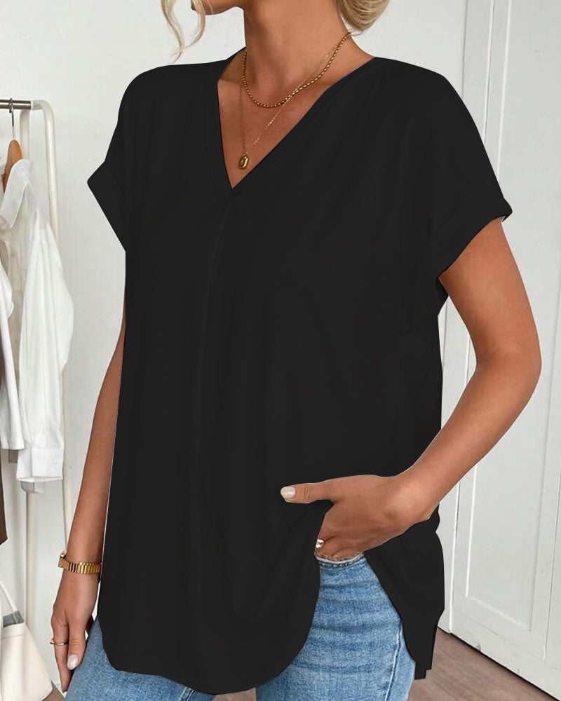 T-Shirt A Maniche Corte Tinta Unita Patchwork