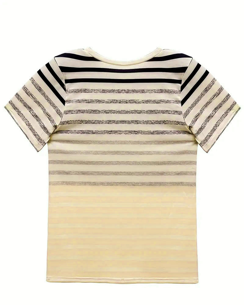 T-Shirt Girocollo A Maniche Corte A Righe