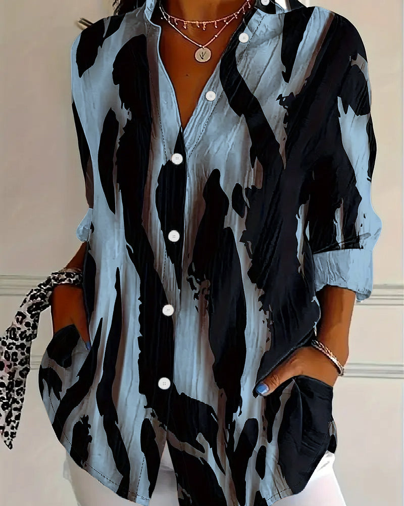 Camicia a Collo Alto Stampa Irregolare