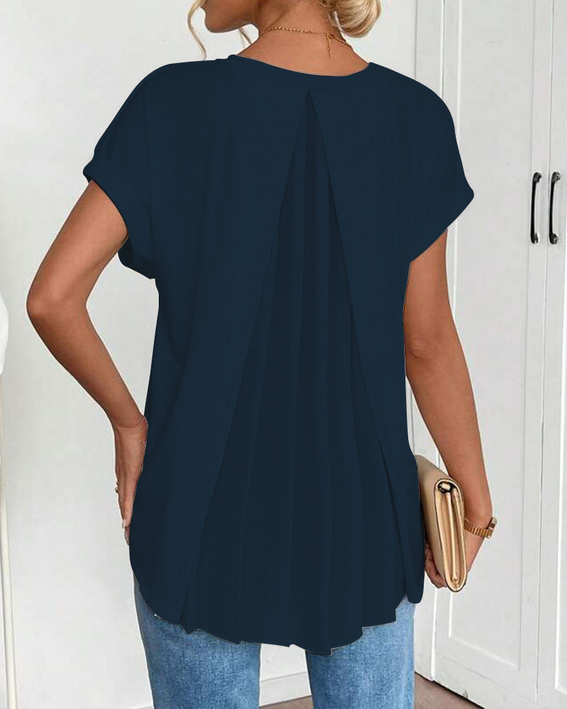 T-Shirt A Maniche Corte Tinta Unita Patchwork