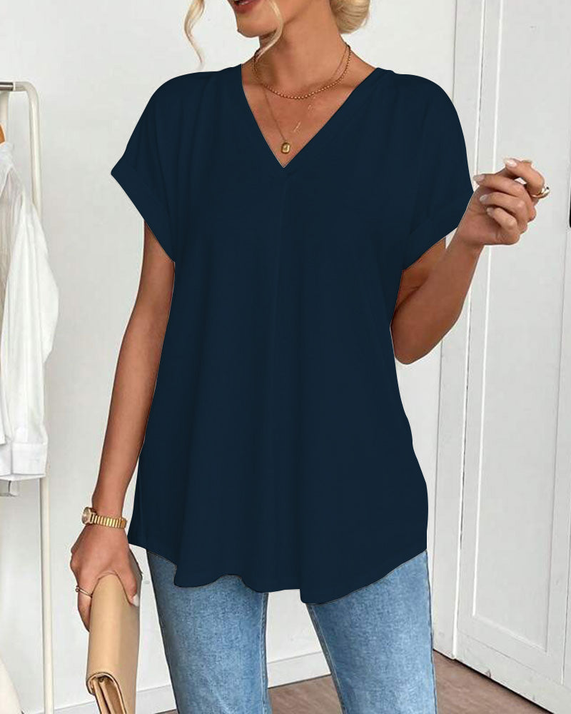 T-Shirt A Maniche Corte Tinta Unita Patchwork