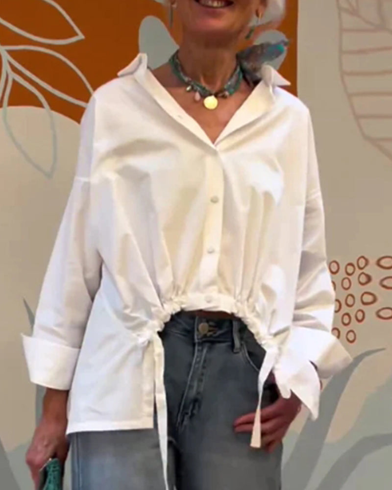 Top a revers in tinta unita stile suburbano