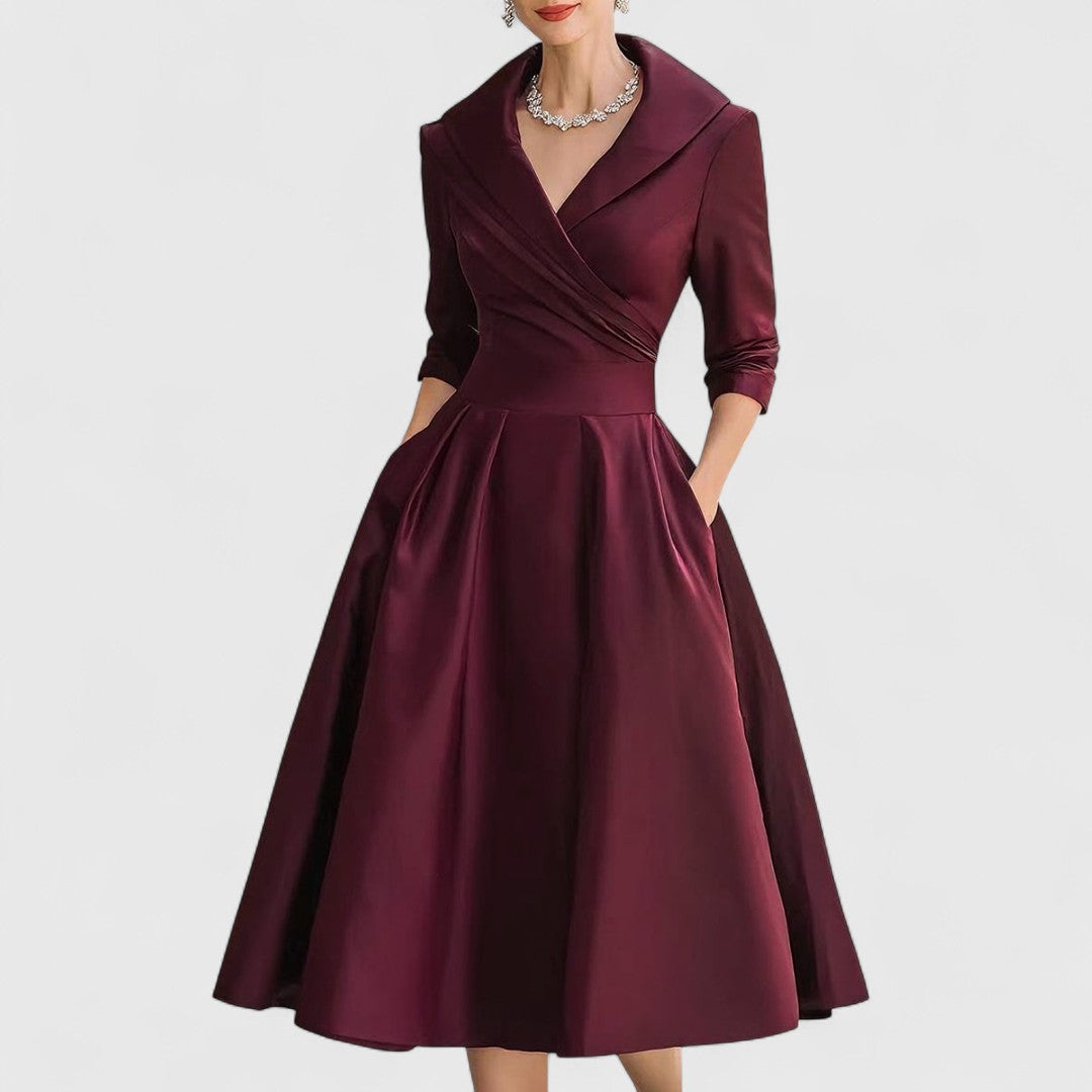 Elisabeth - Vestito in raso midi dal bagliore discreto e dal fascino intramontabile