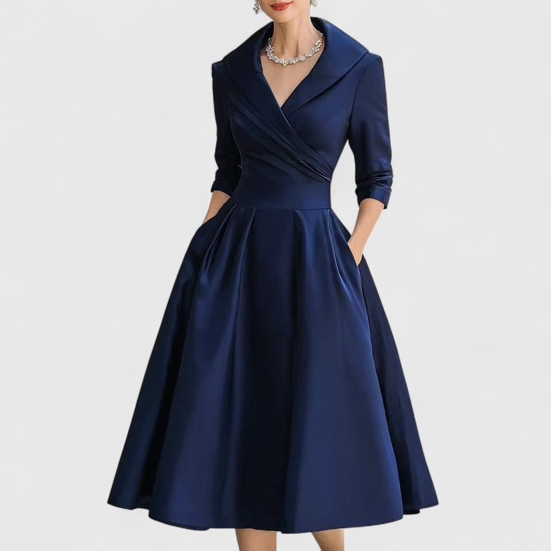 Elisabeth - Vestito in raso midi dal bagliore discreto e dal fascino intramontabile